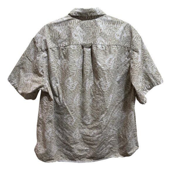 Columbia XCO Mens Size XL Tan Fish Print Button Down Short Sleeve Shirt - Picture 5 of 11